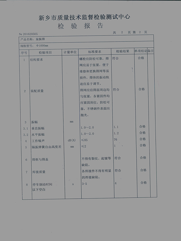 質量檢驗報告